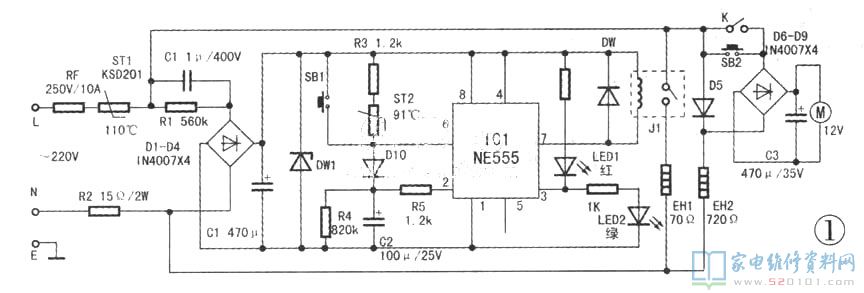 NE55时基电子器件完成煮水和隔热保温的自动控制系统